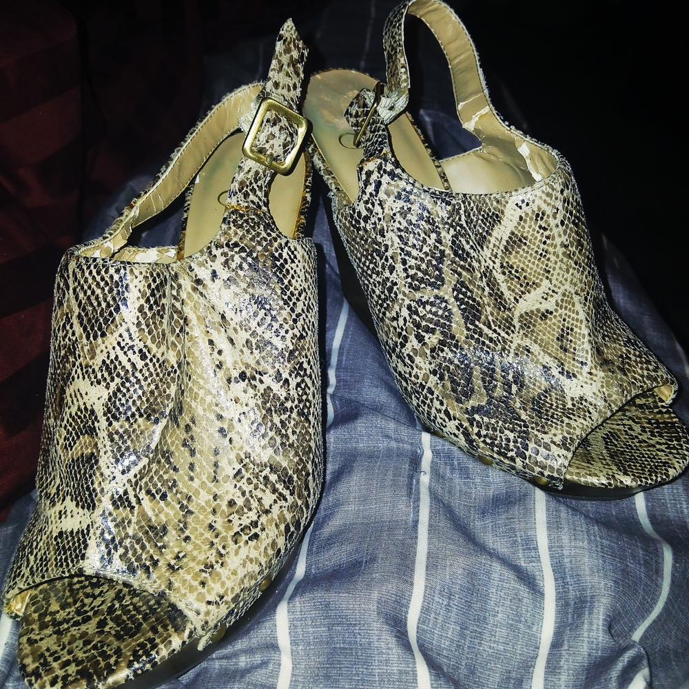 Jessica Simpson Snake Print Slingback Wedges